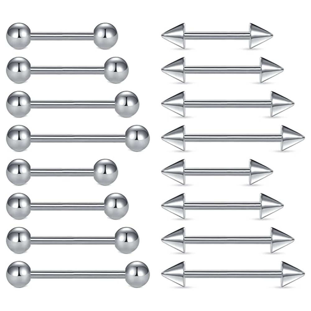 Body Jewelry Nipple Rings - 16pcs 14G Stainless Steel Nipple Rings