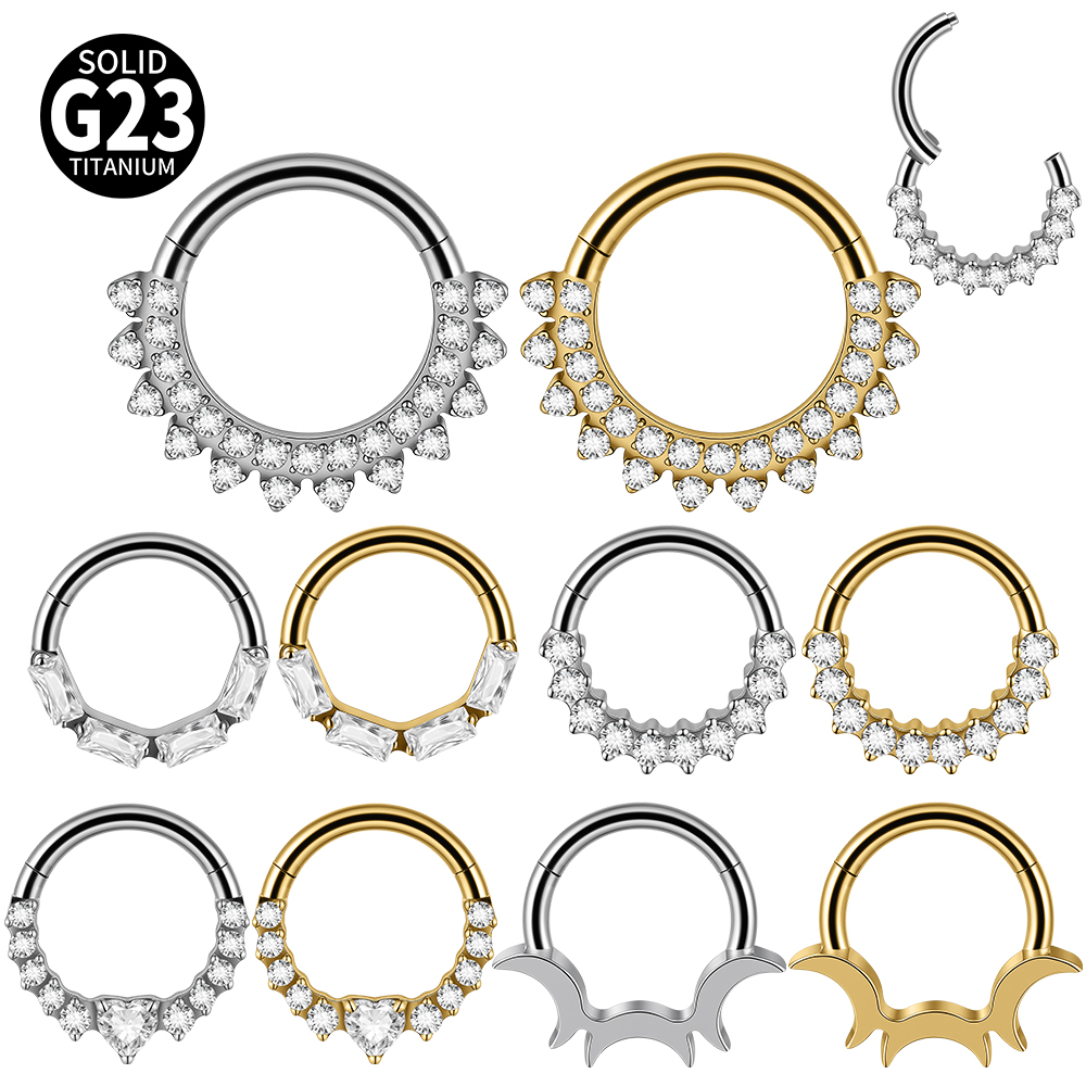 Septum Clicker Ring - 1pcs Titanium Assorted Styles Septum Ring