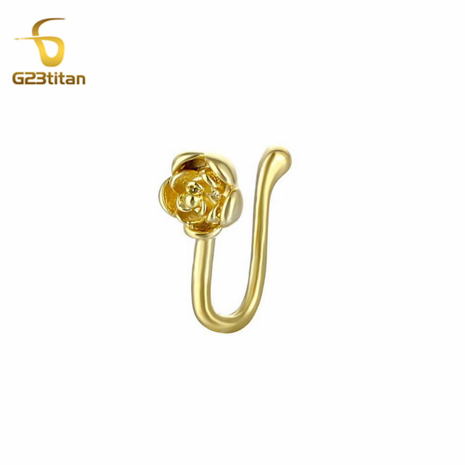 Body Jewelry And Earrings - 1pc Crystal Copper Rose Nose Clip