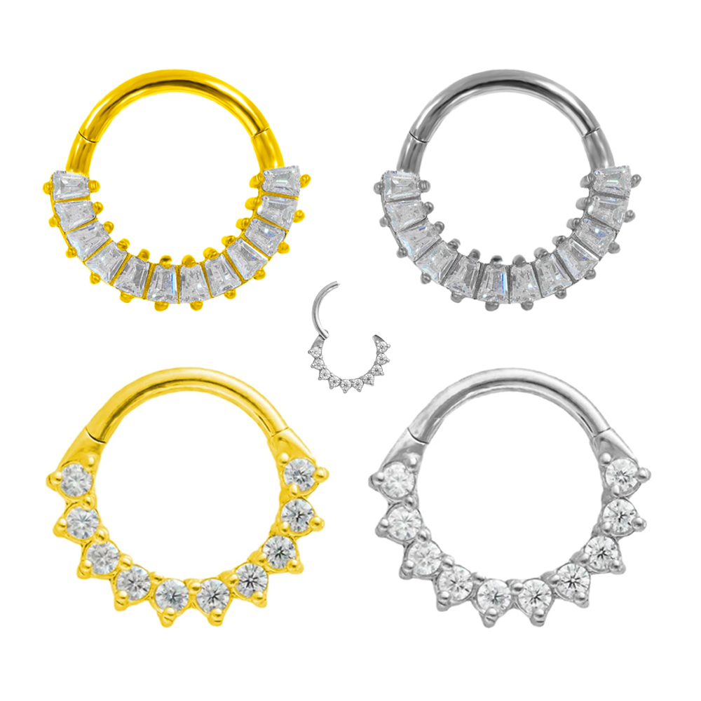 Septum Clicker Ring - Trapezium CZ Septum 100%316L Surgical Steel