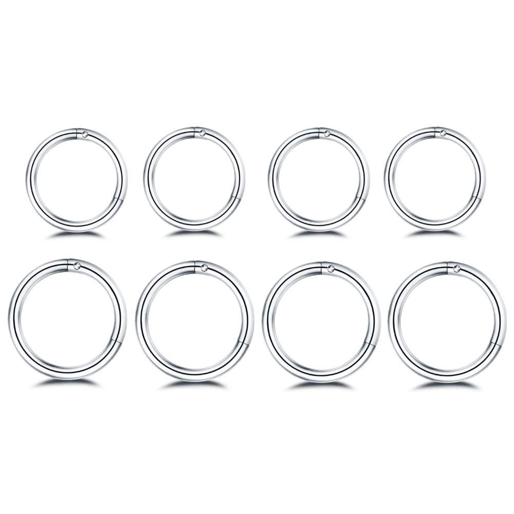 Septum Clicker Ring - 8Pcs Surgical Stainless Steel 16G Sleeper