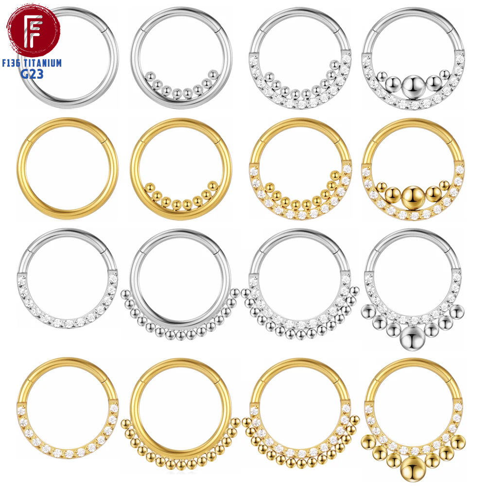 Septum Clicker Ring - F136 Titanium Nose Piercing Hinged Bead
