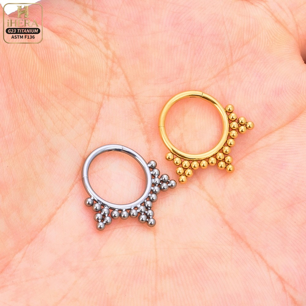 ASTM F136 Titanium Luxury CZ I - Septum Clicker Ring 评论和价格
