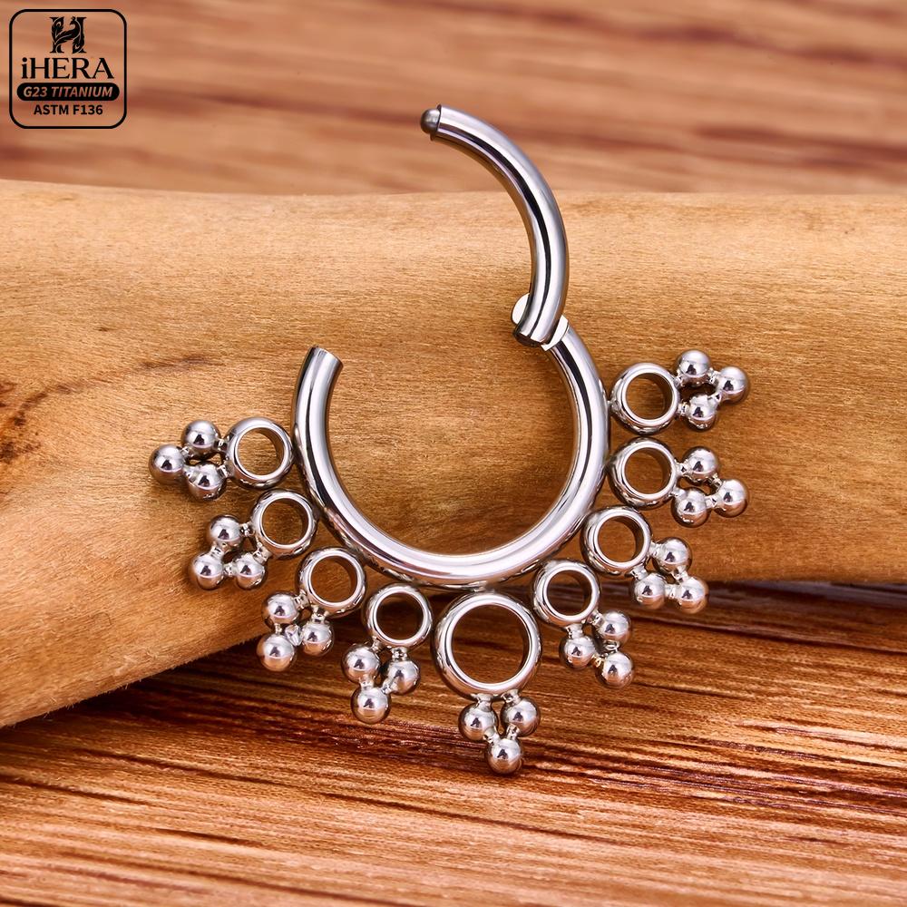 ASTM F136 Titanium Luxury CZ I - Septum Clicker Ring 评论和价格