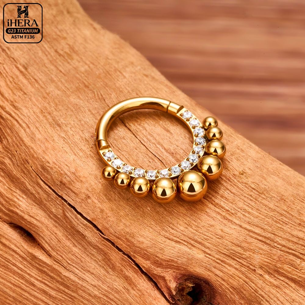 ASTM F136 Titanium Luxury CZ I - Septum Clicker Ring 评论和价格