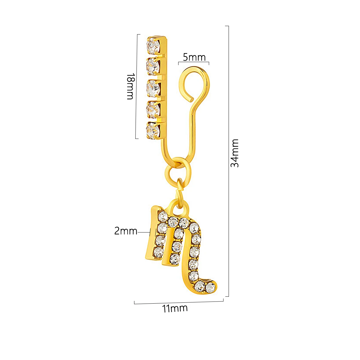 2 Pack Ear Clips Metal Zircon  - Body Jewelry And Earrings 评论和价格