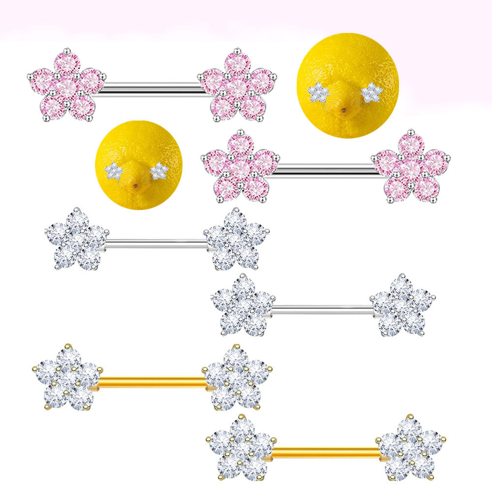 Stainless steel 14G zircon pea - Body Jewelry Nipple Rings 评论和价格