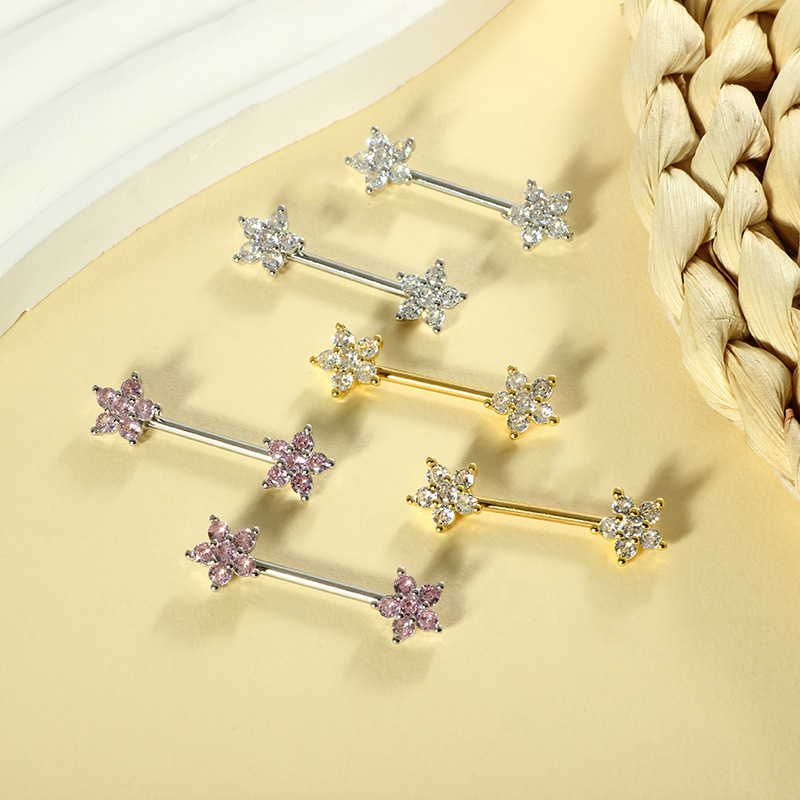 Stainless steel 14G zircon pea - Body Jewelry Nipple Rings 评论和价格