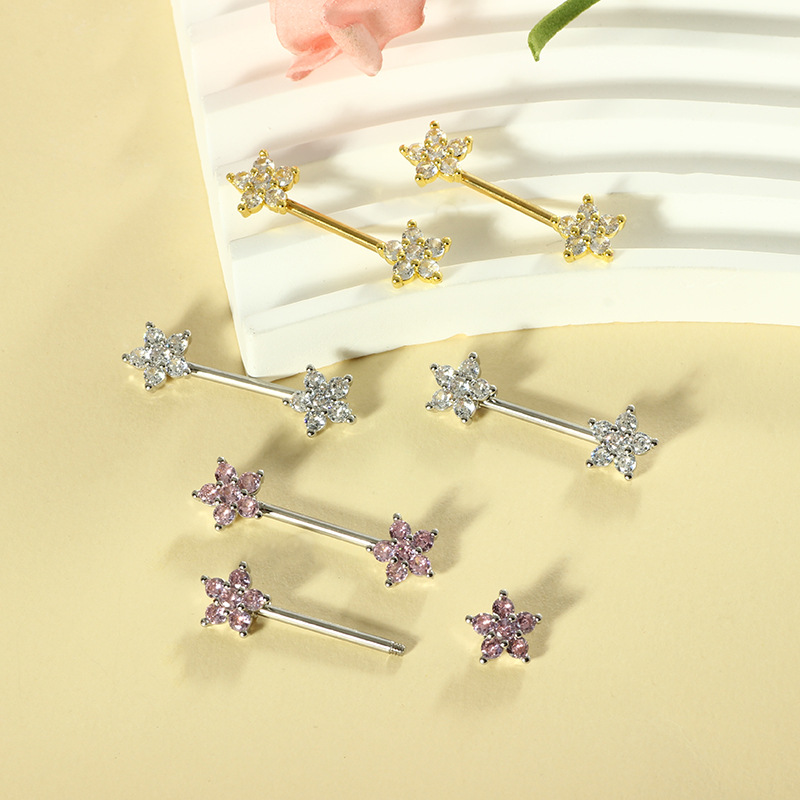 Stainless steel 14G zircon pea - Body Jewelry Nipple Rings 评论和价格