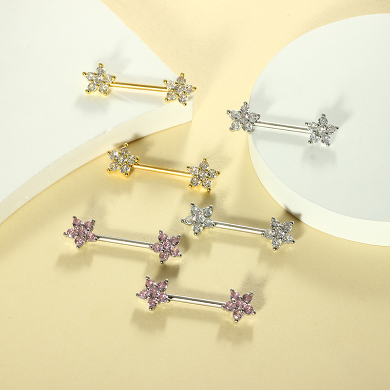 Stainless steel 14G zircon pea - Body Jewelry Nipple Rings 评论和价格