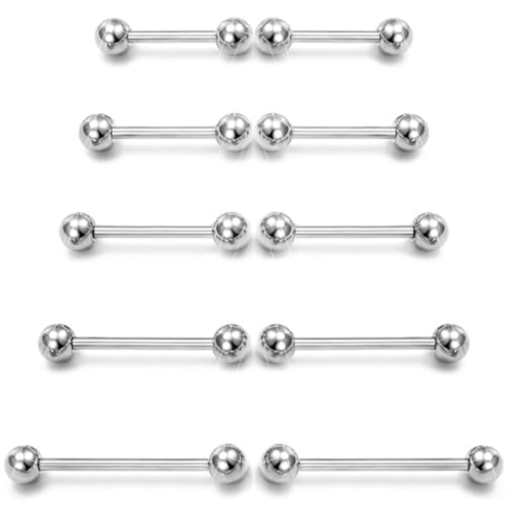 14G Surgical Steel Straight Ba - Body Jewelry Nipple Rings 评论和价格