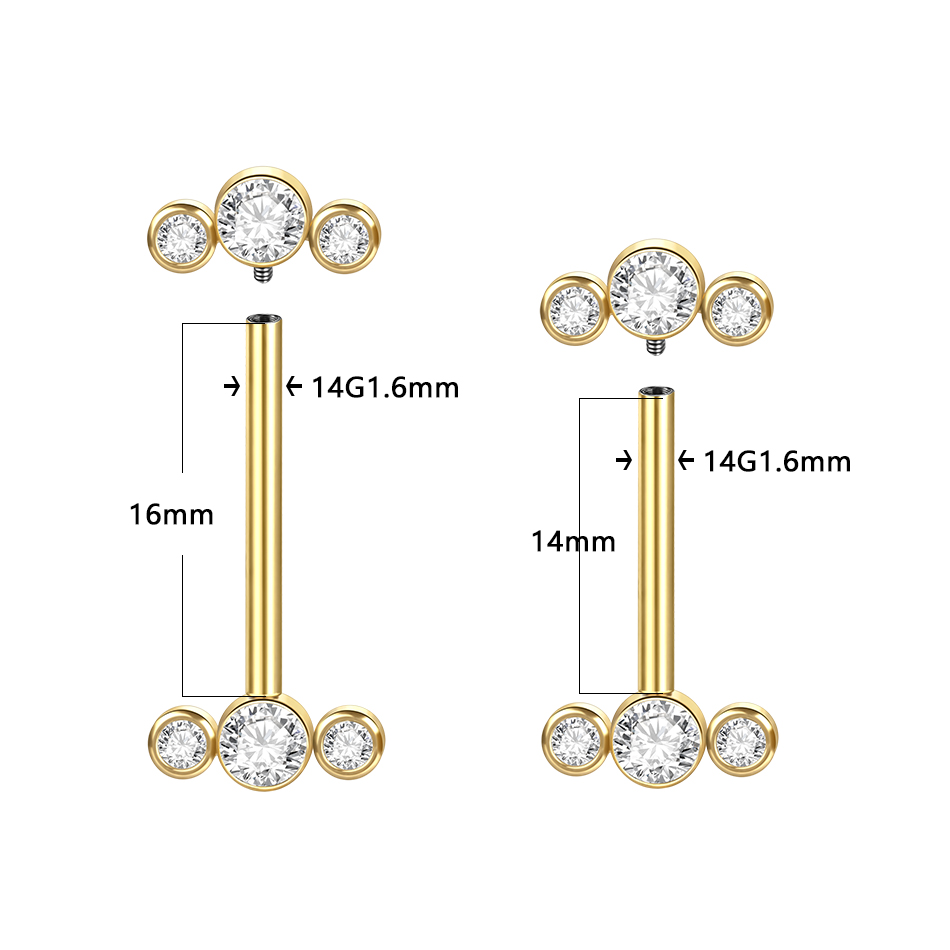 1/5PCS G23 Titanium PIERC Gold - Body Jewelry Nipple Rings 评论和价格