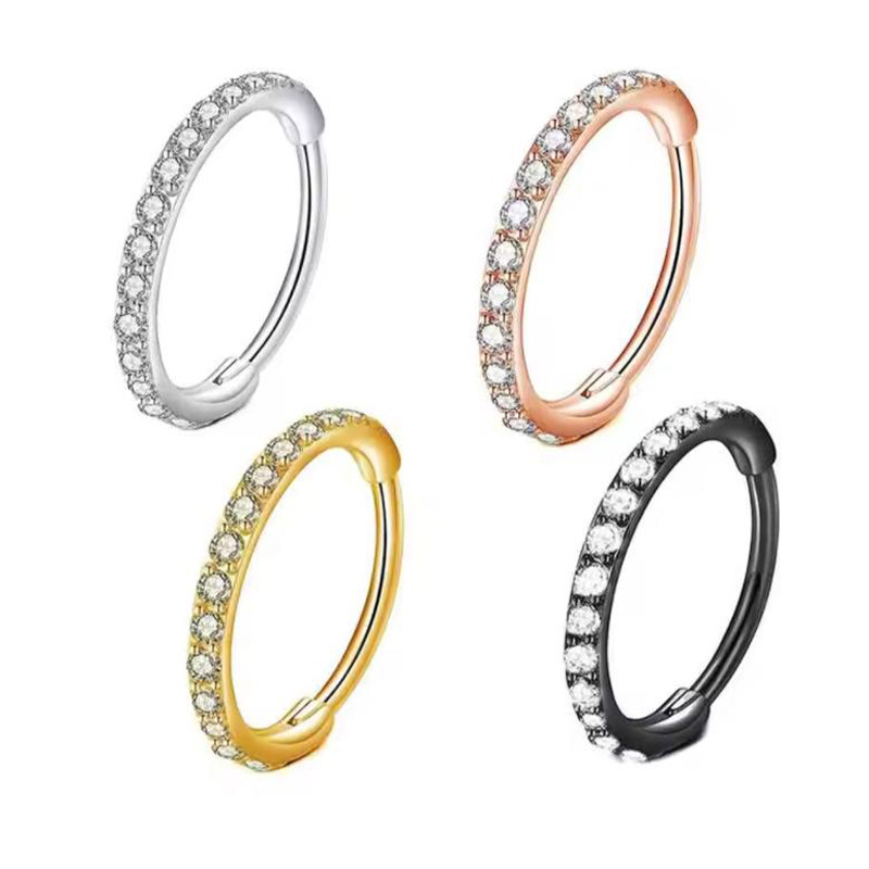 16G Clear CZ Nose Ring Hoop 31 - Septum Clicker Ring 评论和价格