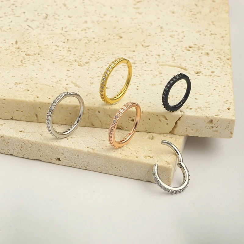 16G Clear CZ Nose Ring Hoop 31 - Septum Clicker Ring 评论和价格