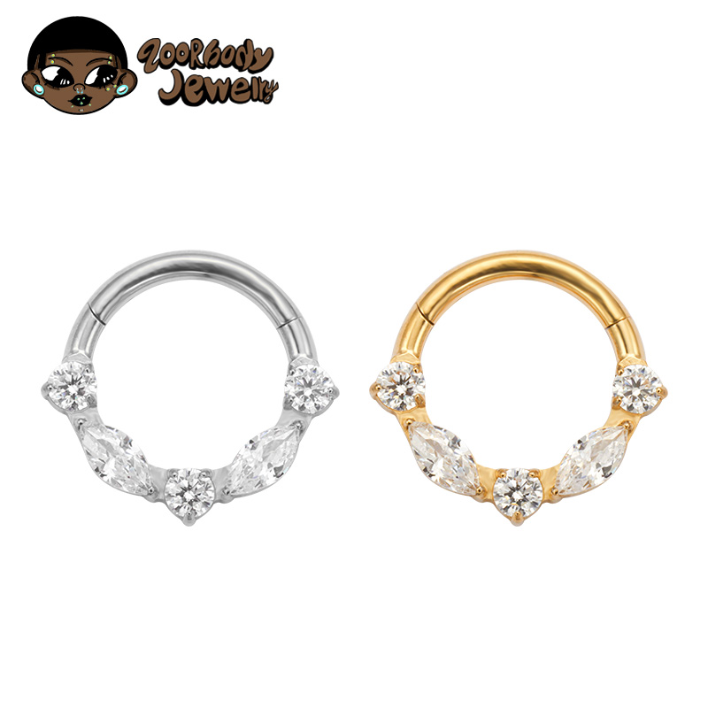 ASTM F136 Titanium Marquise CZ - Septum Clicker Ring 评论和价格