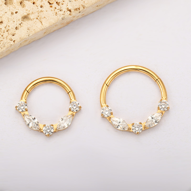 ASTM F136 Titanium Marquise CZ - Septum Clicker Ring 评论和价格