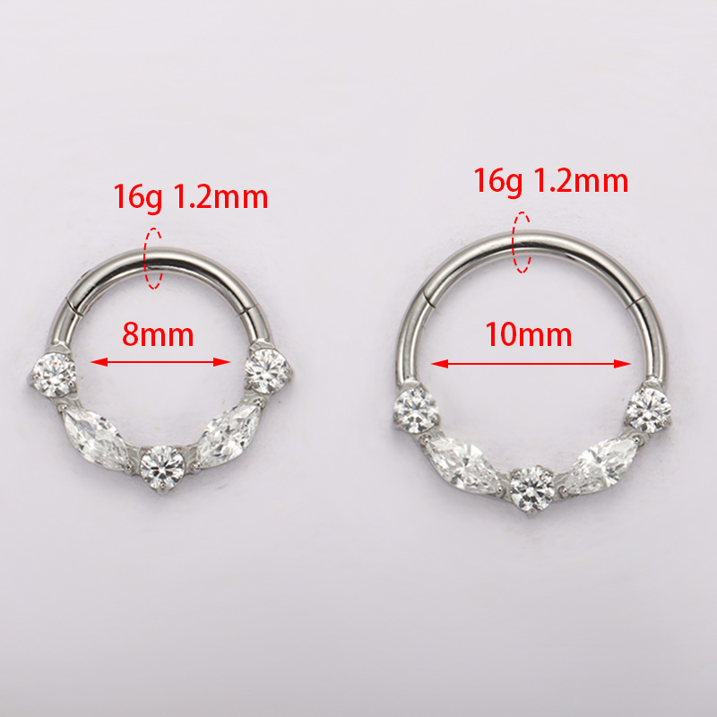 ASTM F136 Titanium Marquise CZ - Septum Clicker Ring 评论和价格
