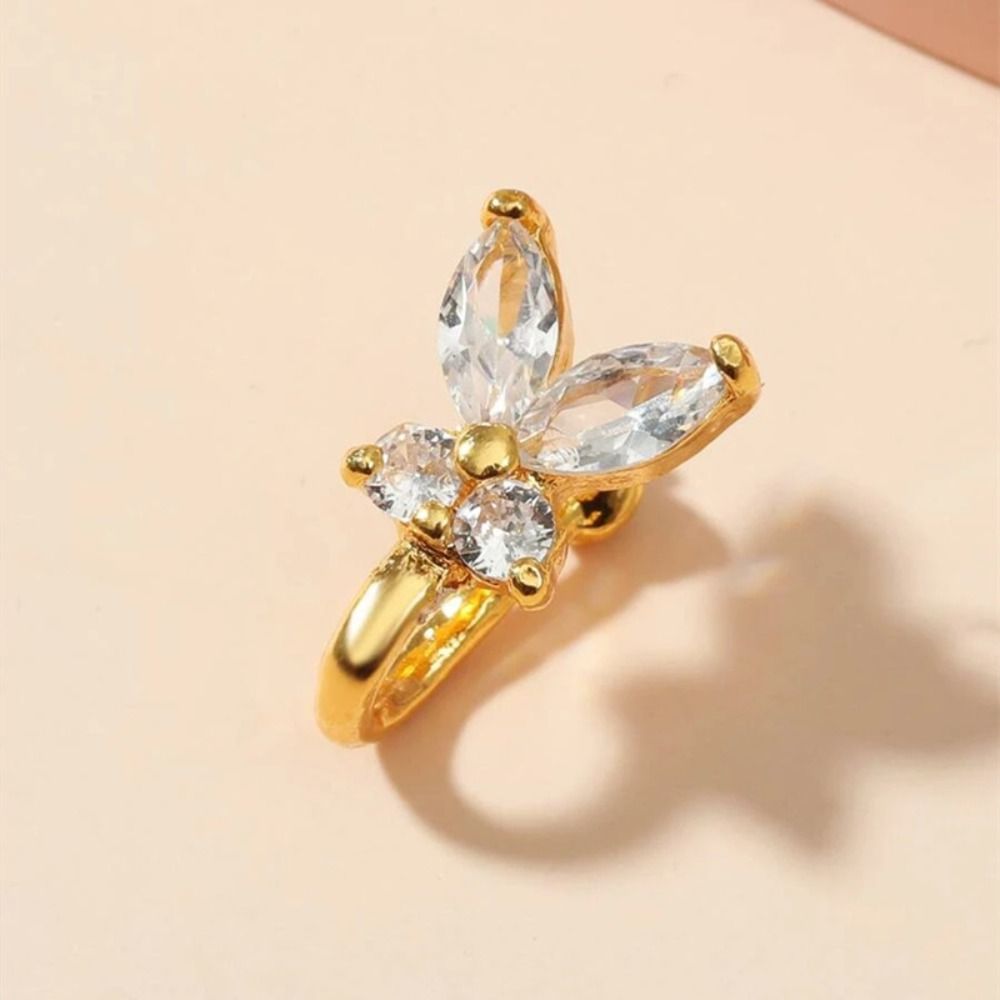 Rhinestone Butterfly Nose Ring - Body Jewelry And Earrings 评论和价格