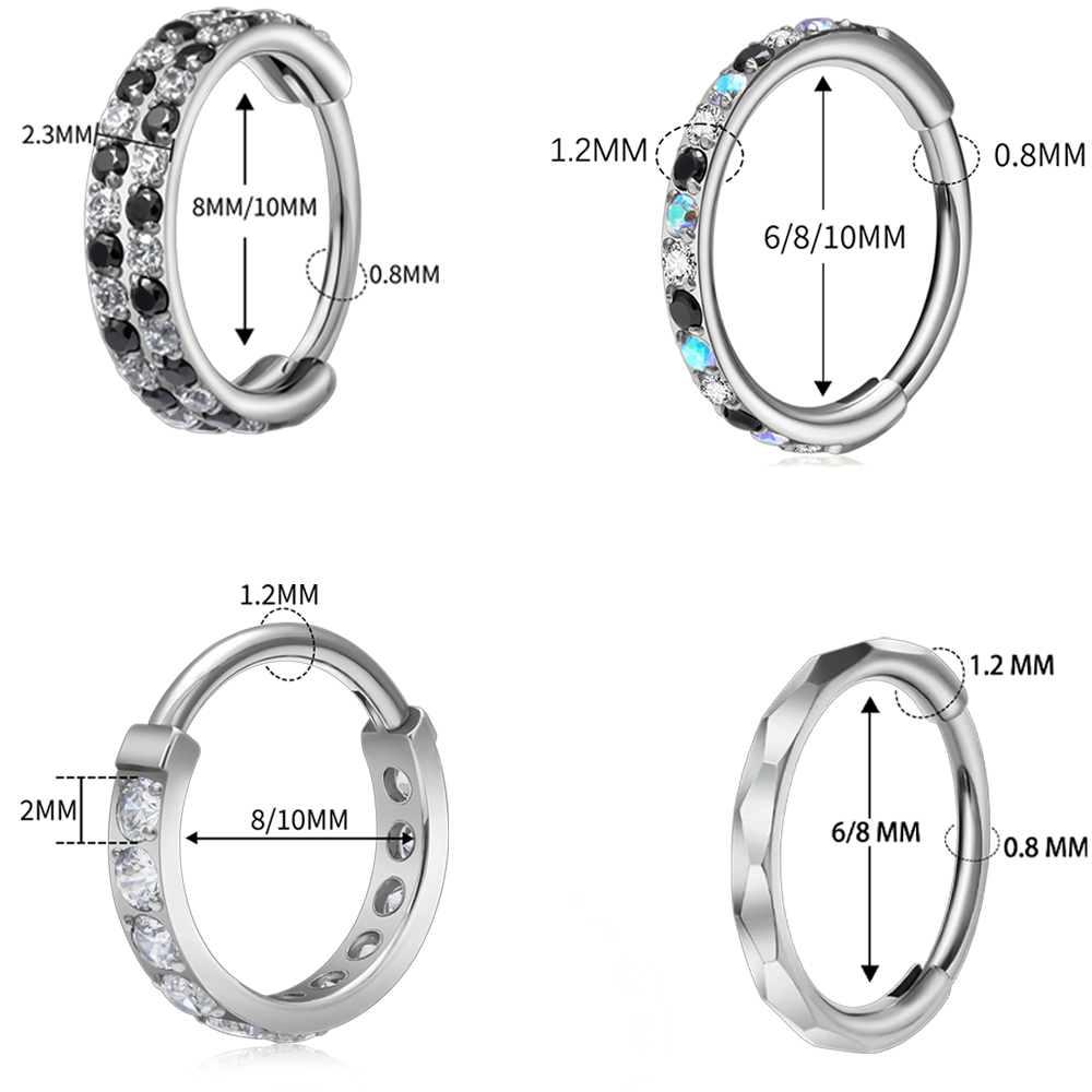 G23 Titanium Faceted CZ Hinged - Septum Clicker Ring 评论和价格