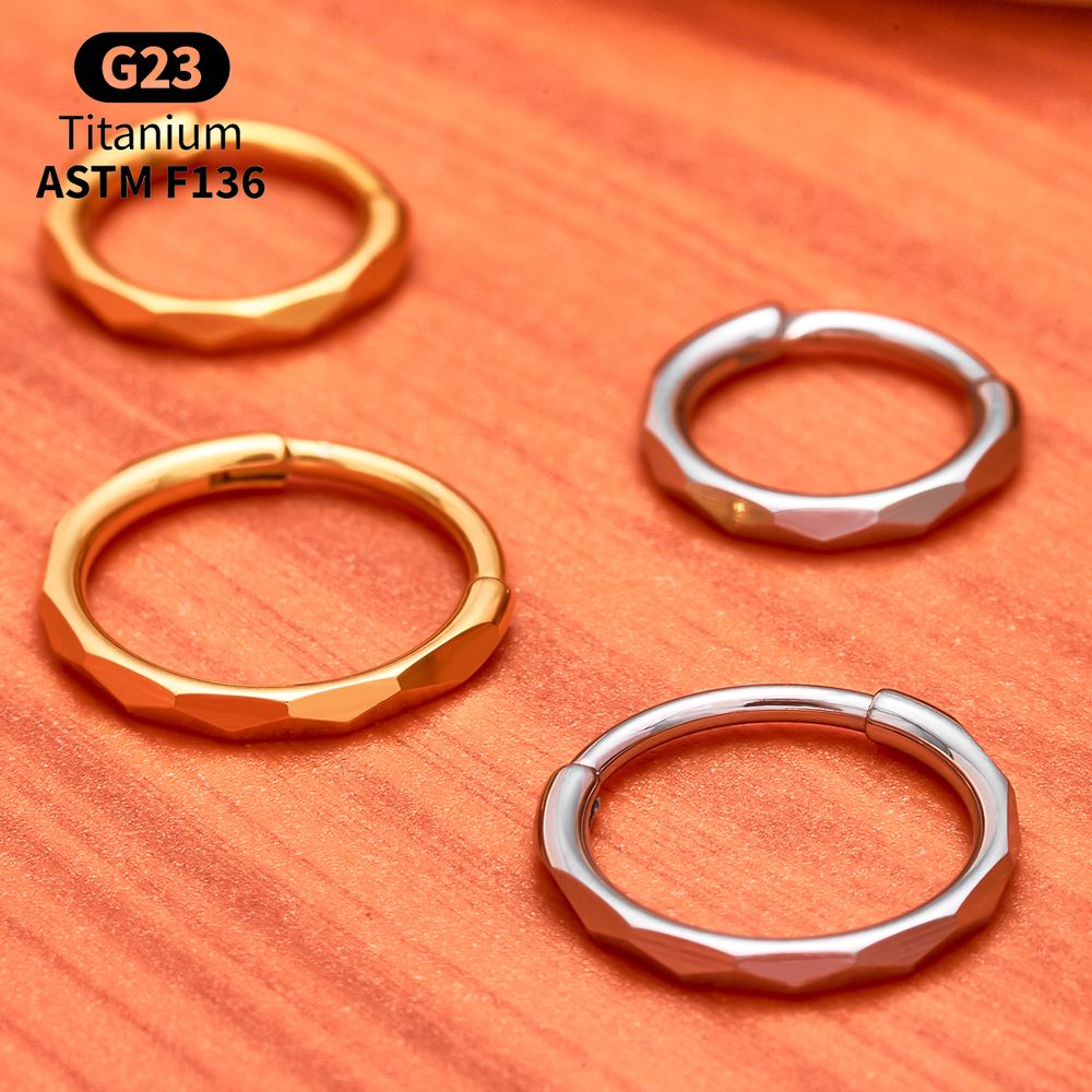 G23 Titanium Faceted CZ Hinged - Septum Clicker Ring 评论和价格