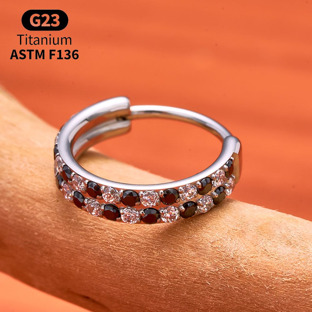 G23 Titanium Faceted CZ Hinged - Septum Clicker Ring 评论和价格