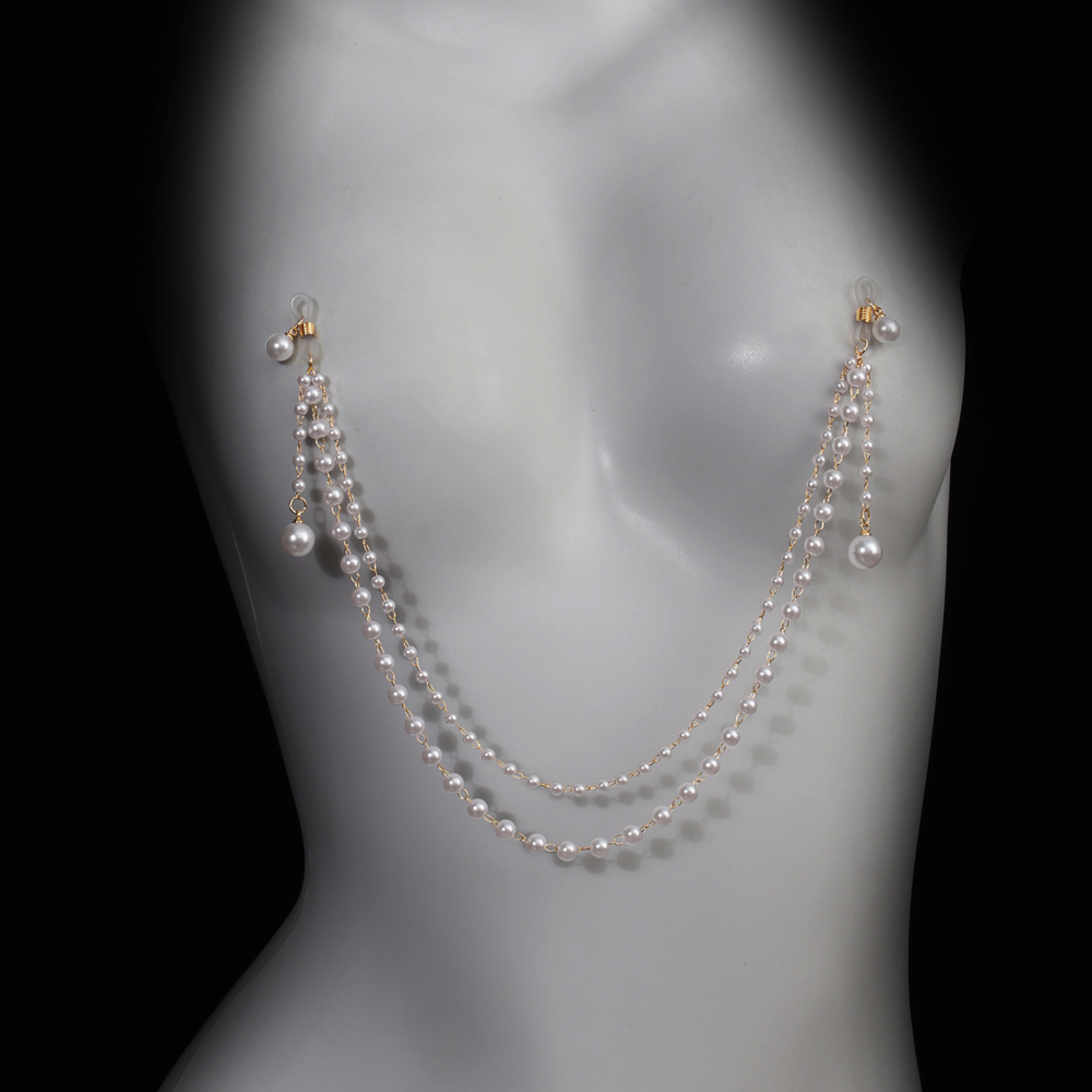 Imitation Pearl Tassel Chest C - Body Jewelry Nipple Chain 评论和价格