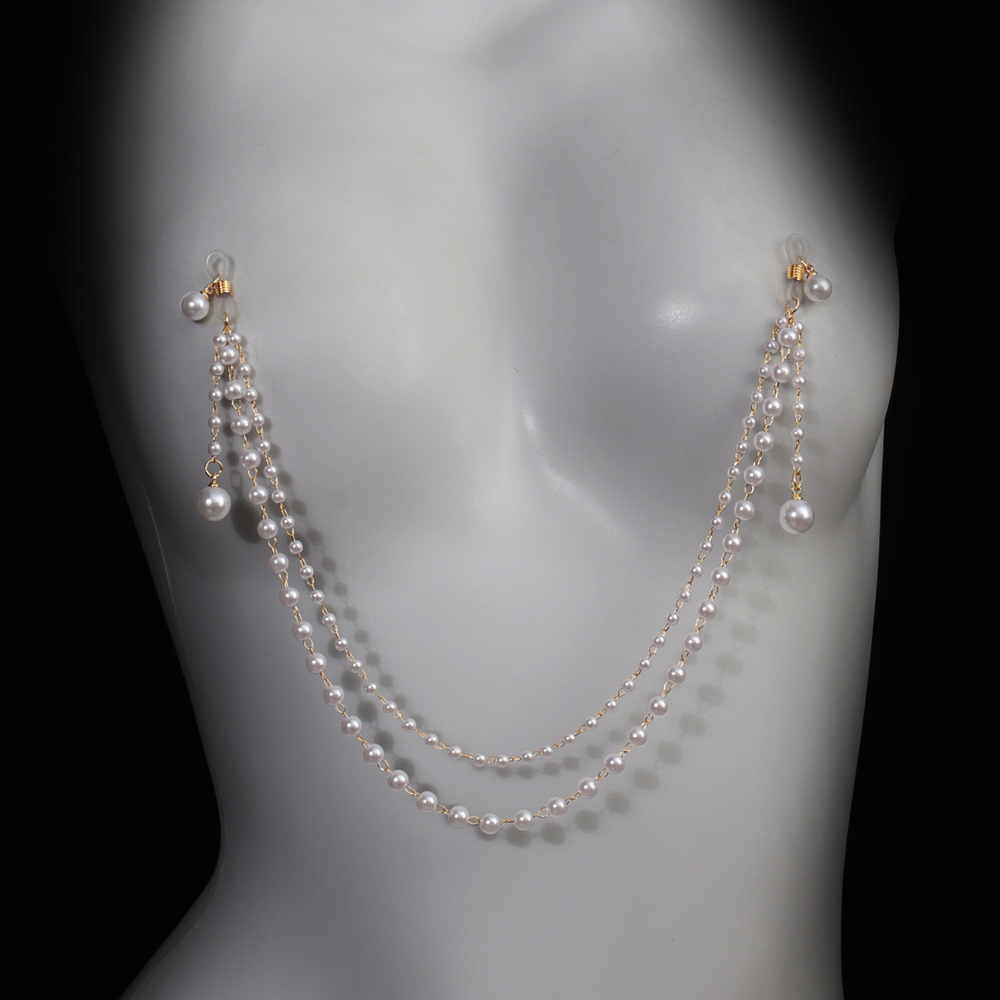 Imitation Pearl Tassel Chest C - Body Jewelry Nipple Chain 评论和价格