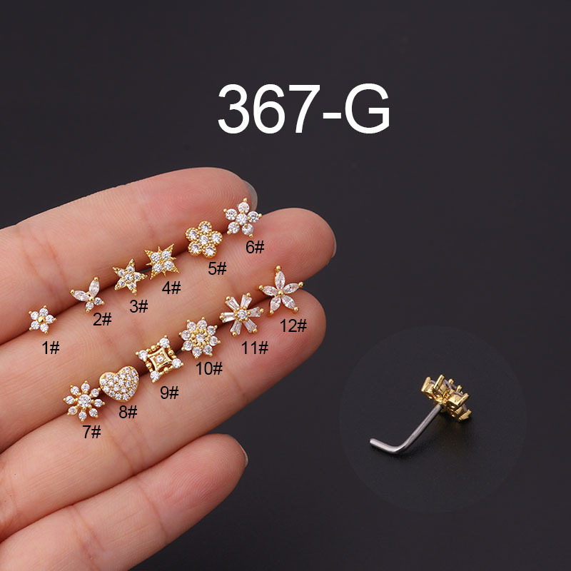 1Pc L Shaped Nose Studs Stainl - Body Jewelry Indian 评论和价格