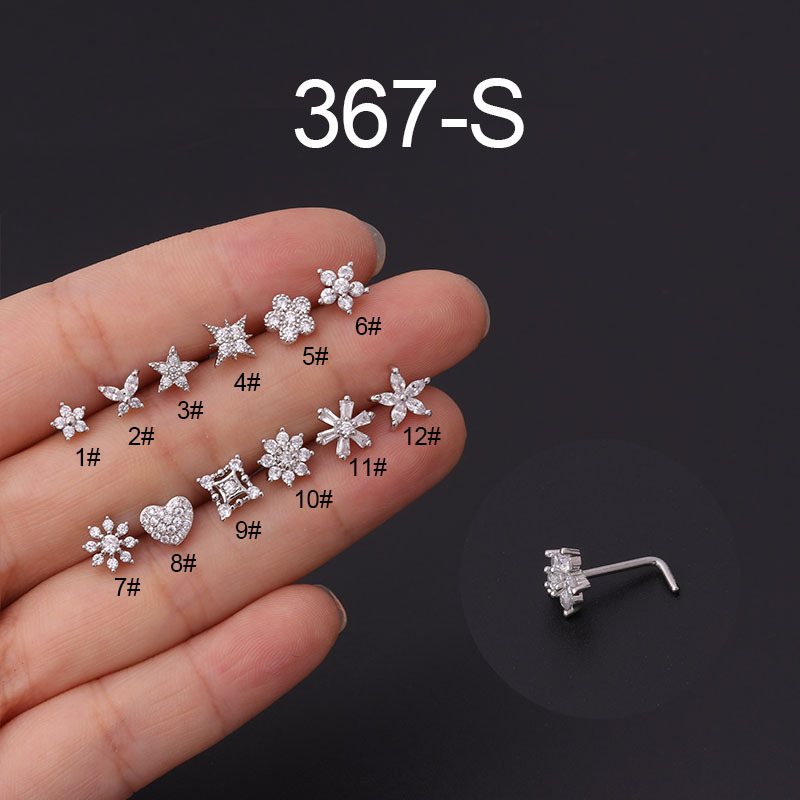 1Pc L Shaped Nose Studs Stainl - Body Jewelry Indian 评论和价格