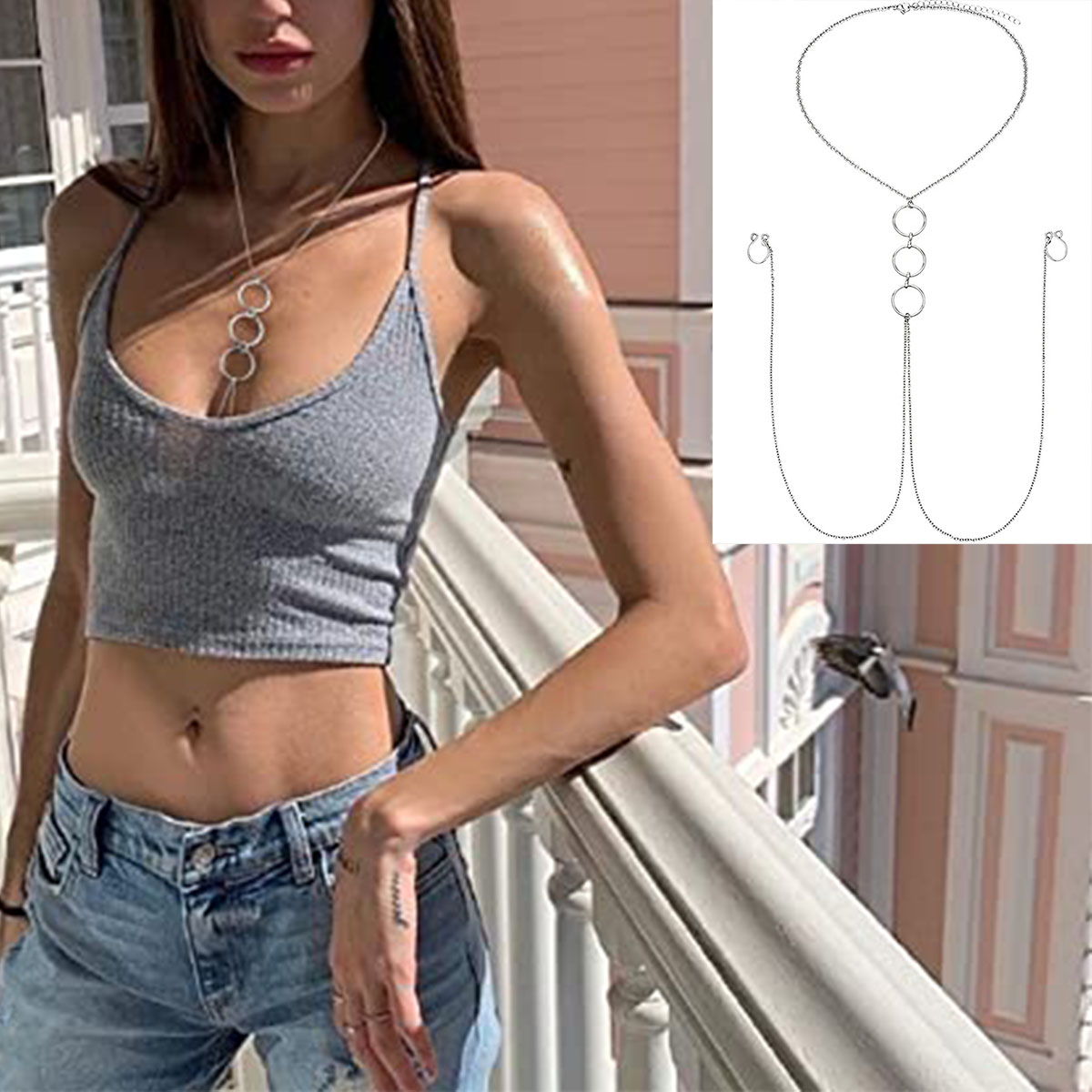 Men's Stainless Steel Fake Nip - Body Jewelry Nipple Chain 评论和价格