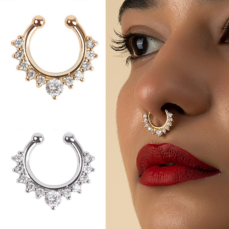 1PC U-Shape Nose Clip Fake Nos - Body Jewelry And Earrings 评论和价格