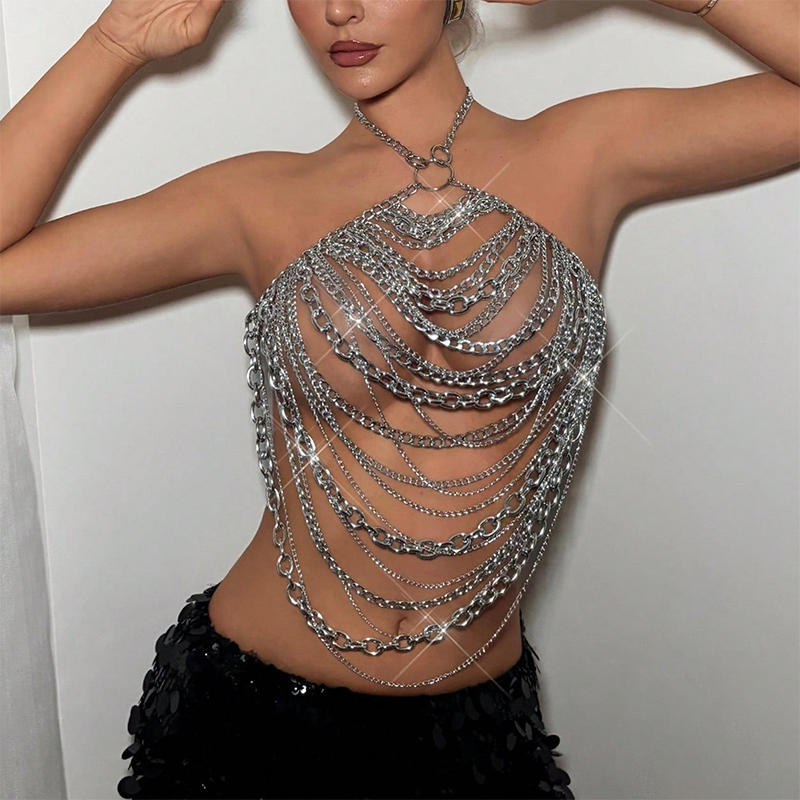 Female Festival Outfit Handmad - Body Jewelry Nipple Chain 评论和价格
