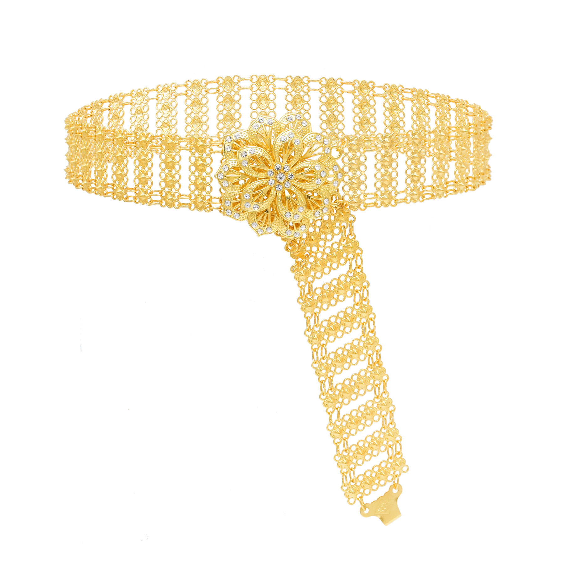 Golden Metal Big 3D Flower Cha - Body Jewelry Indian 评论和价格