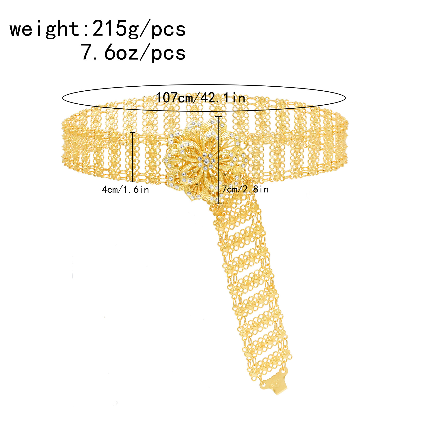 Golden Metal Big 3D Flower Cha - Body Jewelry Indian 评论和价格
