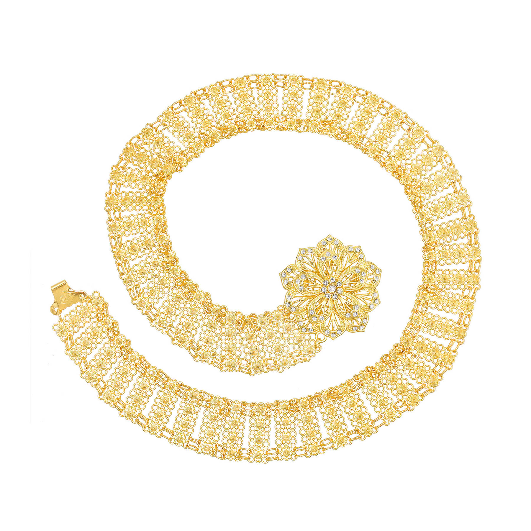 Golden Metal Big 3D Flower Cha - Body Jewelry Indian 评论和价格