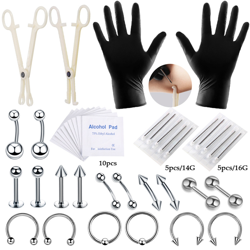 42pcs/set Body Piercing Tool K - Body Jewelry Nipple Rings 评论和价格