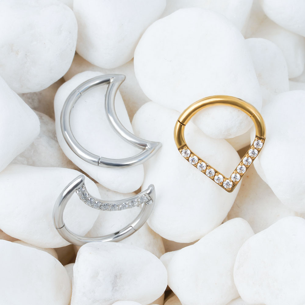 F136 Titanium Hinged Tear Drop - Septum Clicker Ring 评论和价格