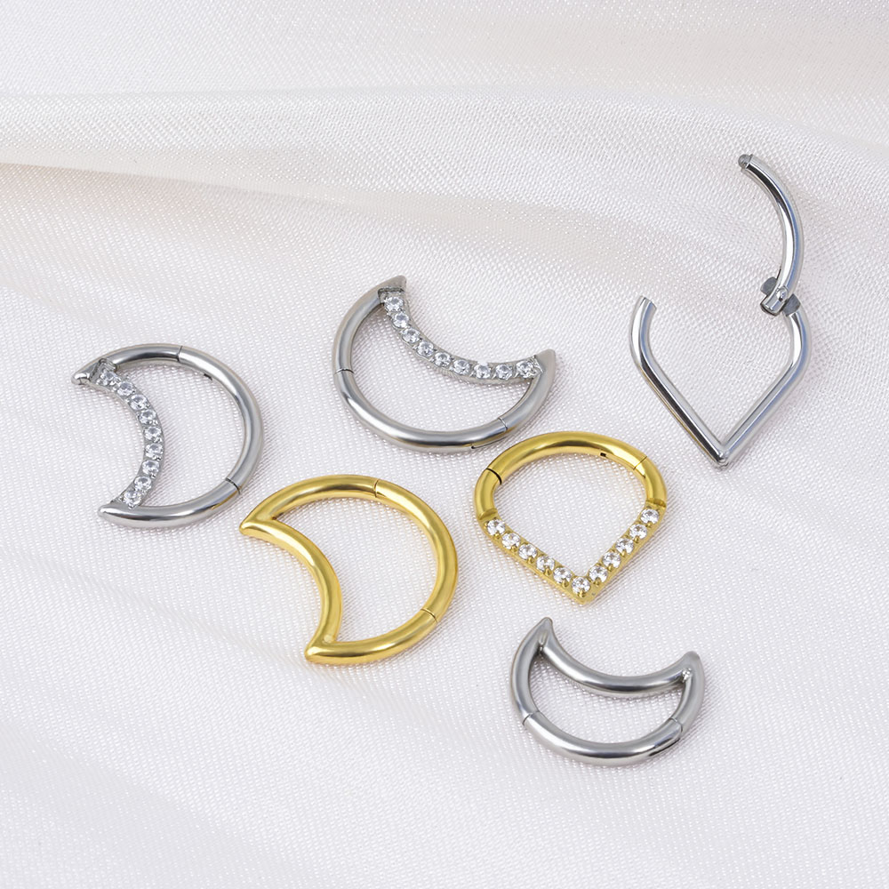 F136 Titanium Hinged Tear Drop - Septum Clicker Ring 评论和价格