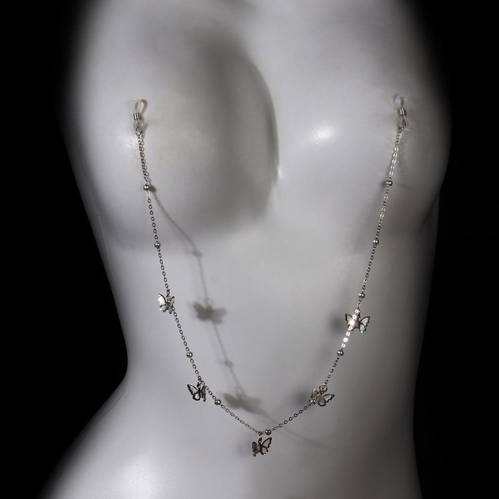 Sexy Metal Butterfly Nipple Ch - Body Jewelry Nipple Chain 评论和价格