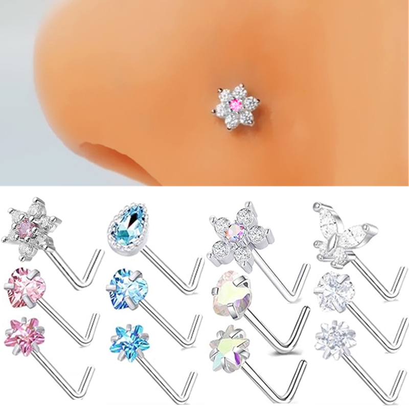 3PC Stainless Steel Flower Nos - Body Jewelry Indian 评论和价格