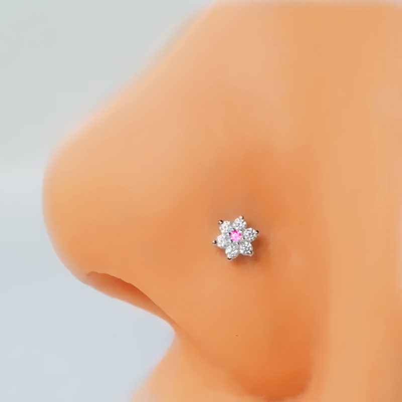 3PC Stainless Steel Flower Nos - Body Jewelry Indian 评论和价格
