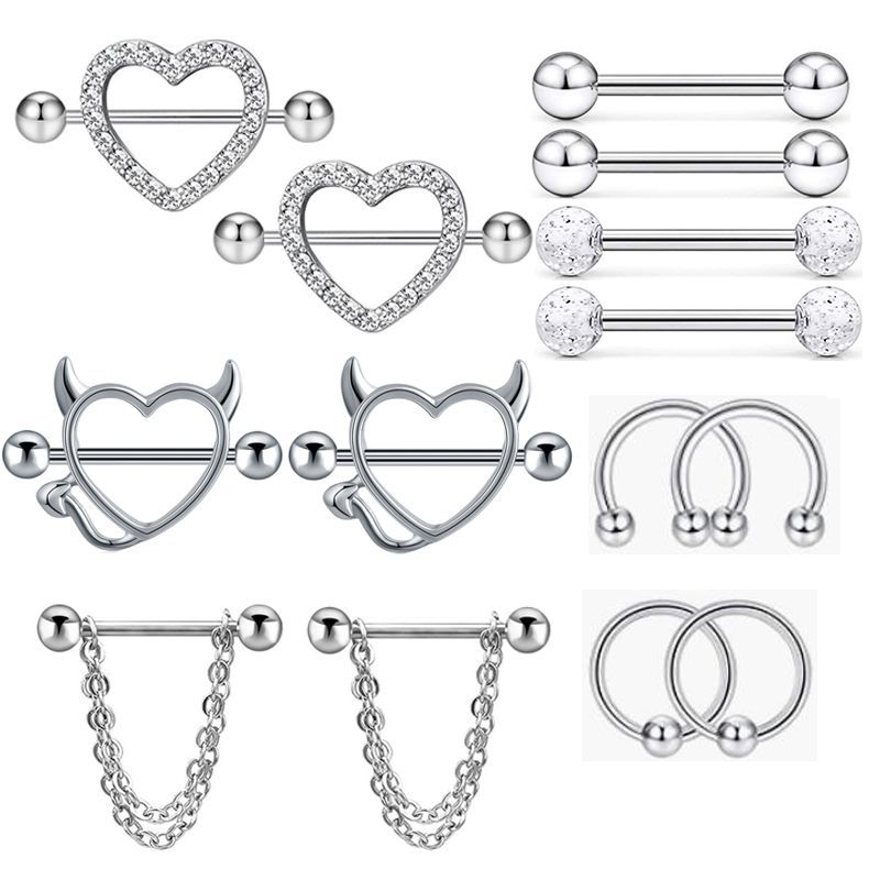 14G Stainless Steel Nipple Ton - Body Jewelry Nipple Rings 评论和价格
