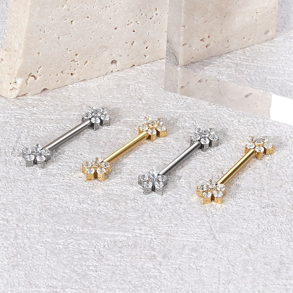 1Pc Titanium Flower Nipple Pie - Body Jewelry Nipple Rings 评论和价格
