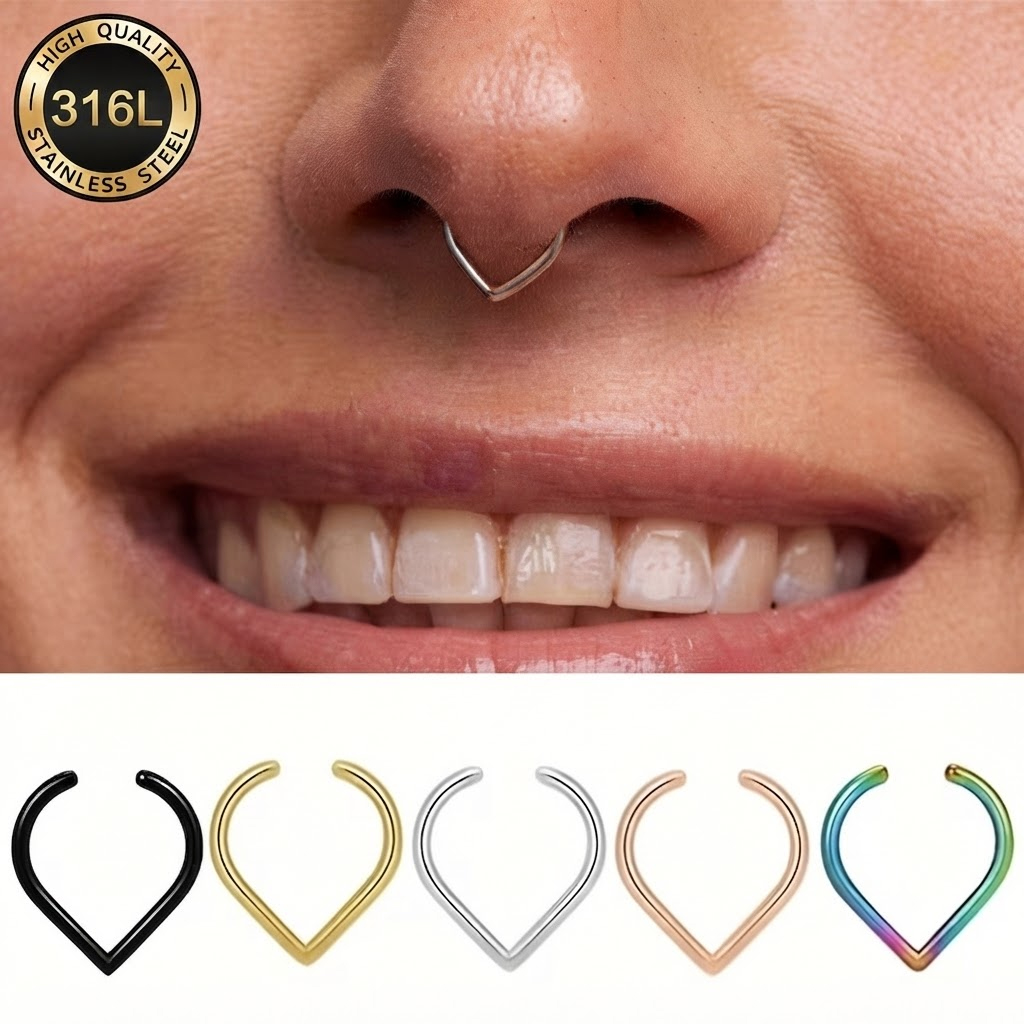5Pcs Stainless Steel Fake Nose - Body Jewelry And Earrings 评论和价格