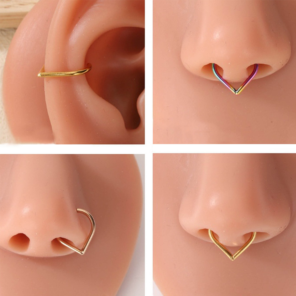 5Pcs Stainless Steel Fake Nose - Body Jewelry And Earrings 评论和价格