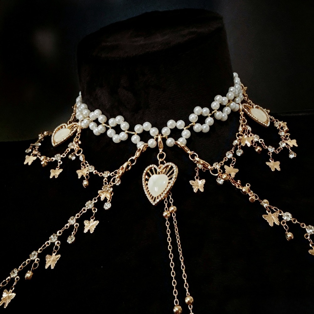 Pearl Choker Body Chain Rhines - Body Jewelry Nipple Chain 评论和价格