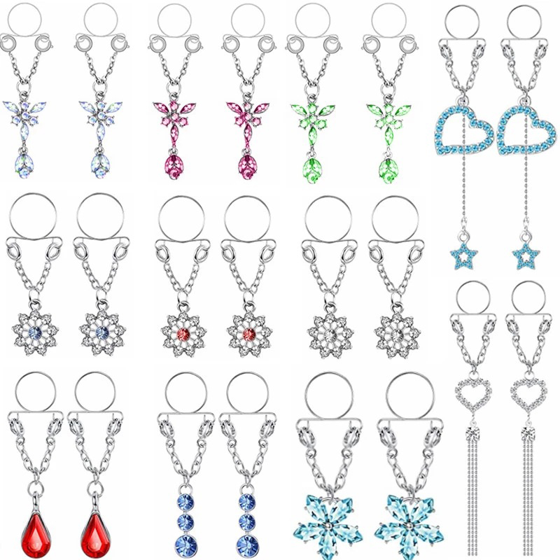 New 1 Pair Sexy Tassel Crystal - Body Jewelry Nipple Rings 评论和价格