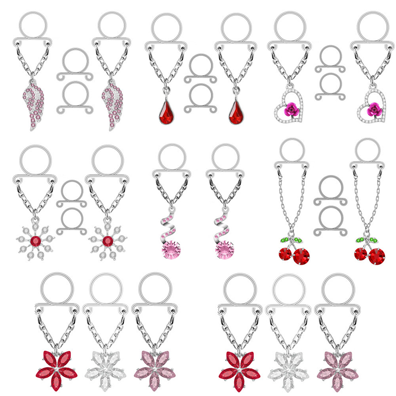 New 1 Pair Sexy Tassel Crystal - Body Jewelry Nipple Rings 评论和价格