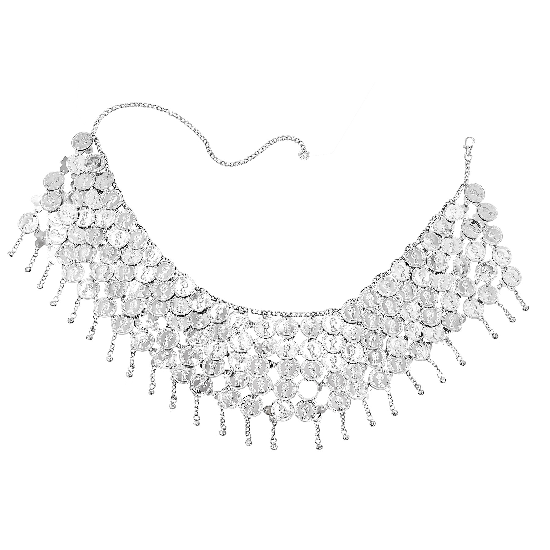 Silvery Bells Long Tassel Coin - Body Jewelry Indian 评论和价格