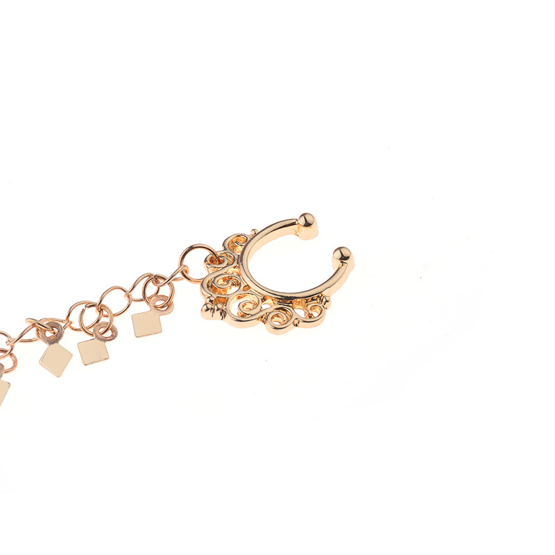 Nose Ring Chain, Hanging Disc  - Body Jewelry Indian 评论和价格